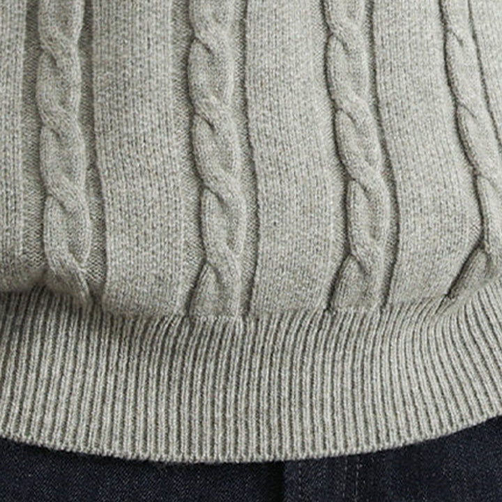 Suéter de punto de manga larga para hombre, cálido, con cuello en V, botones y diseño retorcido, de Buddha Stones, para invierno - image 21