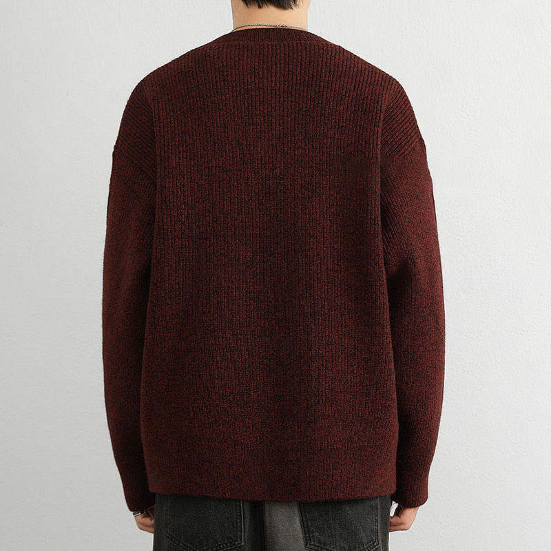 Suéter de punto de manga larga para hombre, cálido, con cuello en V, botones y diseño acanalado, de Buddha Stones, para invierno - image 15