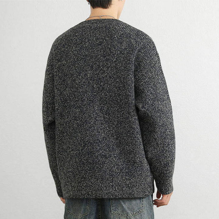 Suéter de punto de manga larga para hombre, cálido, con cuello en V, botones y diseño acanalado, de Buddha Stones, para invierno - image 21