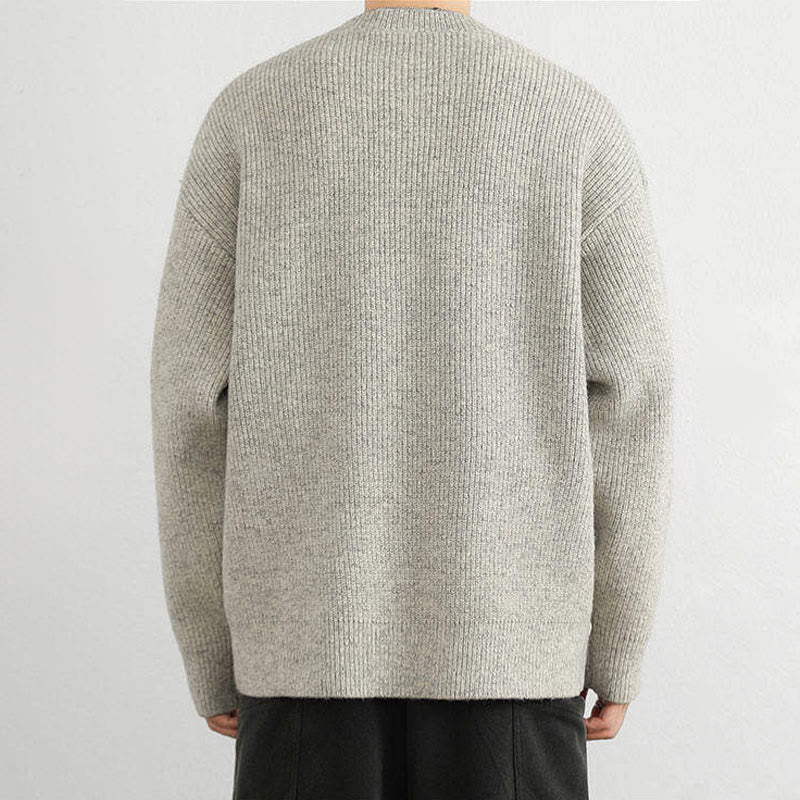 Suéter de punto de manga larga para hombre, cálido, con cuello en V, botones y diseño acanalado, de Buddha Stones, para invierno - image 8