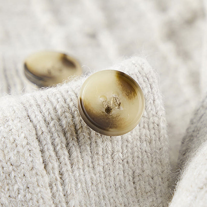 Suéter de punto de manga larga para hombre, cálido, con diseño retorcido, tres botones y cuello redondo de invierno Buddha Stones - image 7