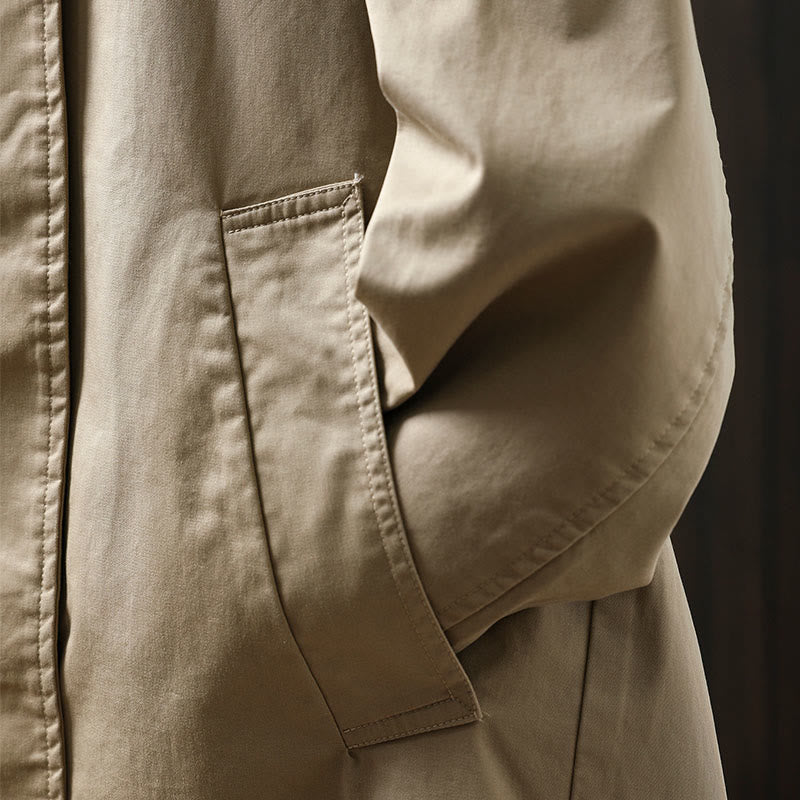 Chaqueta de algodón de manga larga y longitud media para mujer con botones de otoño y Buddha Stones y bolsillos - image 9