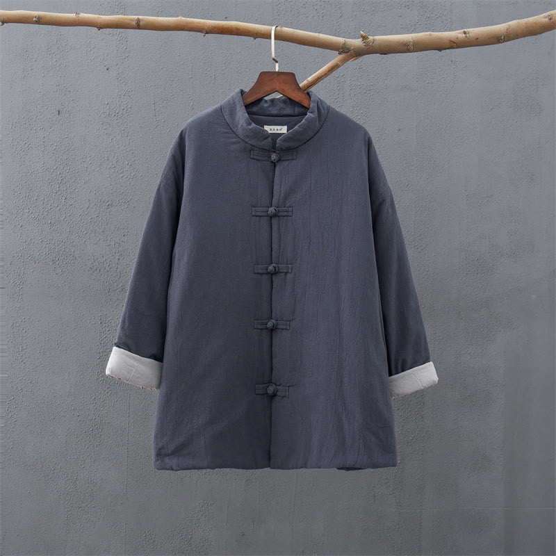 Chaqueta térmica de algodón de manga larga con botones de rana para mujer, de Buddha Stones, con bolsillos, para invierno - image 31