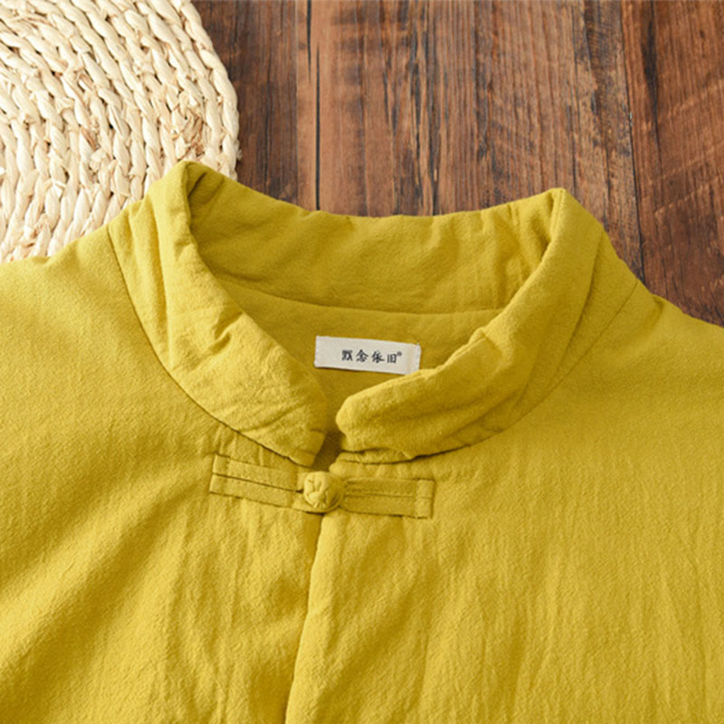 Chaqueta térmica de algodón de manga larga con botones de rana para mujer, de Buddha Stones, con bolsillos, para invierno - image 6