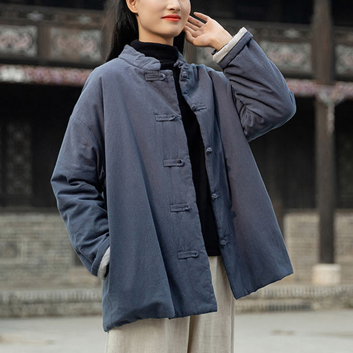 Chaqueta térmica de algodón de manga larga con botones de rana para mujer, de Buddha Stones, con bolsillos, para invierno - image 27