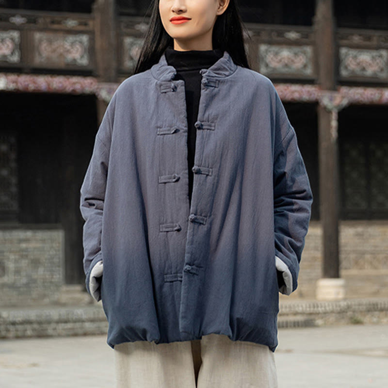 Chaqueta térmica de algodón de manga larga con botones de rana para mujer, de Buddha Stones, con bolsillos, para invierno - image 30