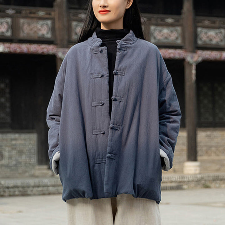 Chaqueta térmica de algodón de manga larga con botones de rana para mujer, de Buddha Stones, con bolsillos, para invierno - image 30