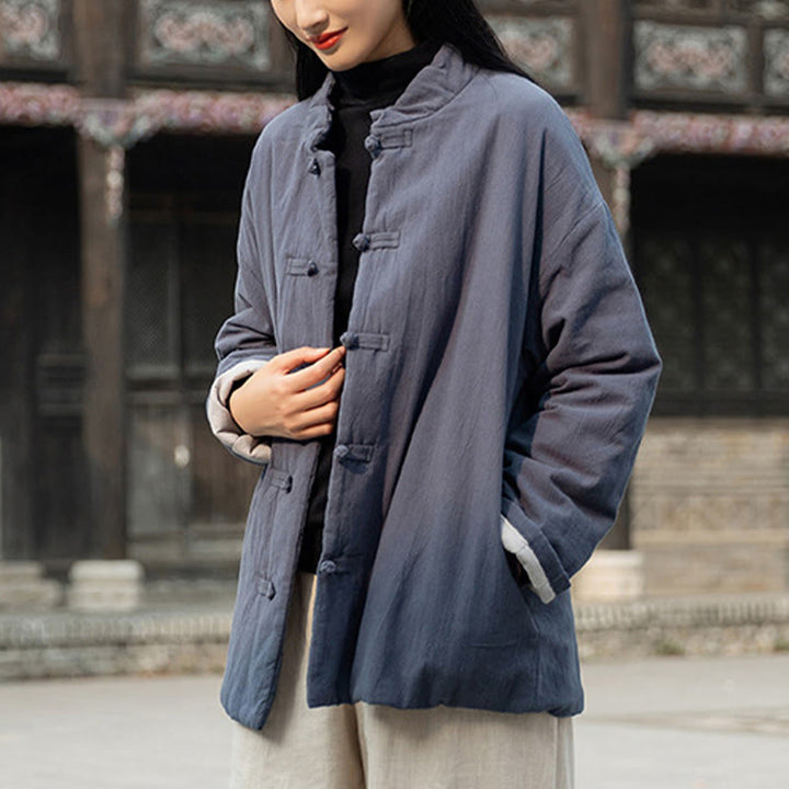 Chaqueta térmica de algodón de manga larga con botones de rana para mujer, de Buddha Stones, con bolsillos, para invierno - image 29