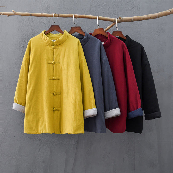 Chaqueta térmica de algodón de manga larga con botones de rana para mujer, de Buddha Stones, con bolsillos, para invierno - image 32