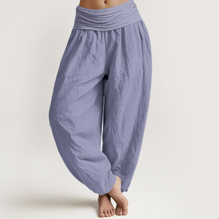 Pantalones harén de algodón Buddha Stones para mujer, color morado medio, con cintura elástica - Morado medio - US16，UK/AU20，EU48 (3XL) - image 0