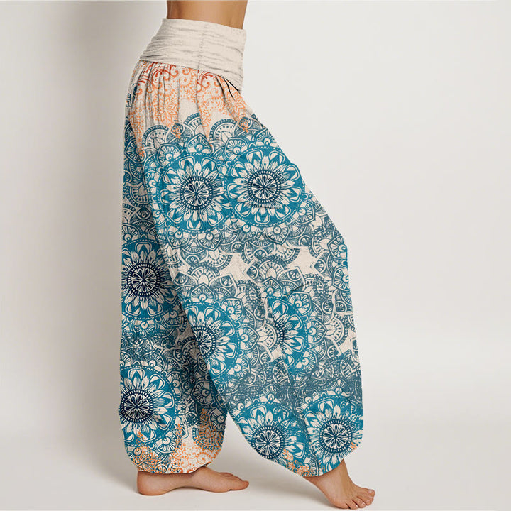 Pantalones Buddha Stones de algodón puro con estampado de mandalas triangulares para mujer, cintura elástica - image 6