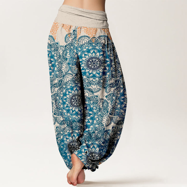 Pantalones bombachos de cintura elástica para mujer con estampado de mandalas triangulares de algodón y Buddha Stones - image 6