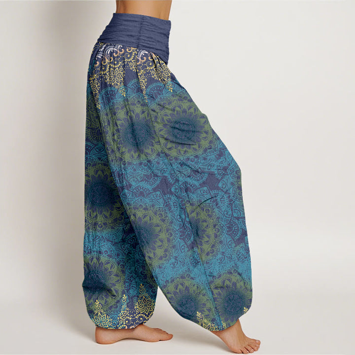 Pantalones Buddha Stones de algodón puro con estampado de mandalas triangulares para mujer, cintura elástica - image 9