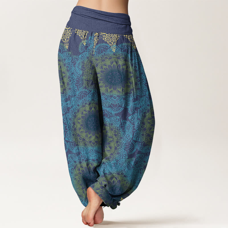 Pantalones Buddha Stones de algodón puro con estampado de mandalas triangulares para mujer, cintura elástica - image 10
