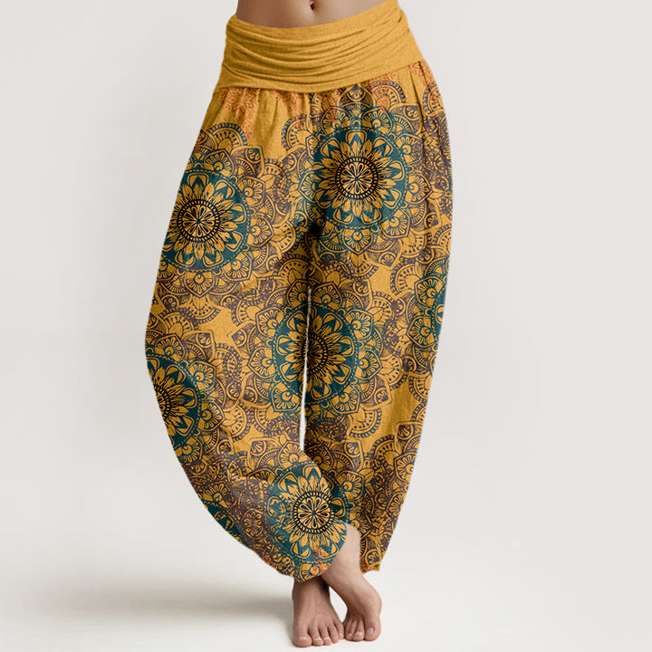 Pantalones Buddha Stones de algodón puro con estampado de mandalas triangulares para mujer, cintura elástica - Oro - US22，UK/AU26，EU54 (6XL) - image 11