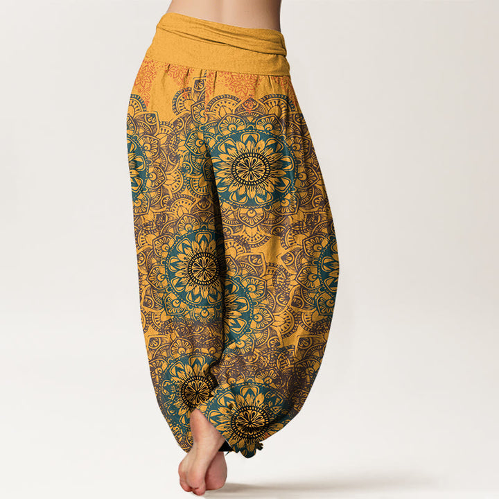Pantalones bombachos de cintura elástica para mujer con estampado de mandalas triangulares de algodón y Buddha Stones - image 12