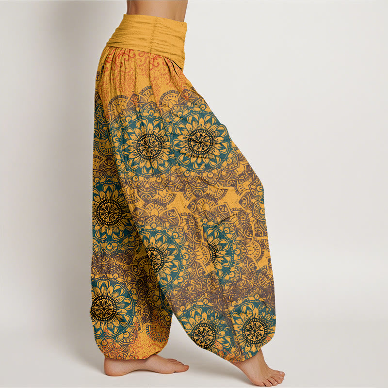 Pantalones bombachos de cintura elástica para mujer con estampado de mandalas triangulares de algodón y Buddha Stones - image 11