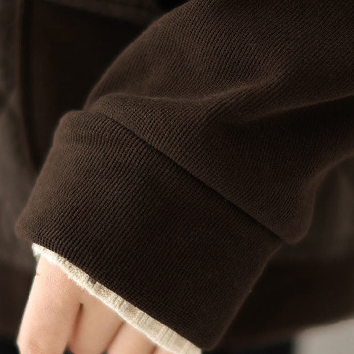 Chaqueta gruesa de manga larga para mujer con estampado de diamantes y Buddha Stones y bolsillos - image 7