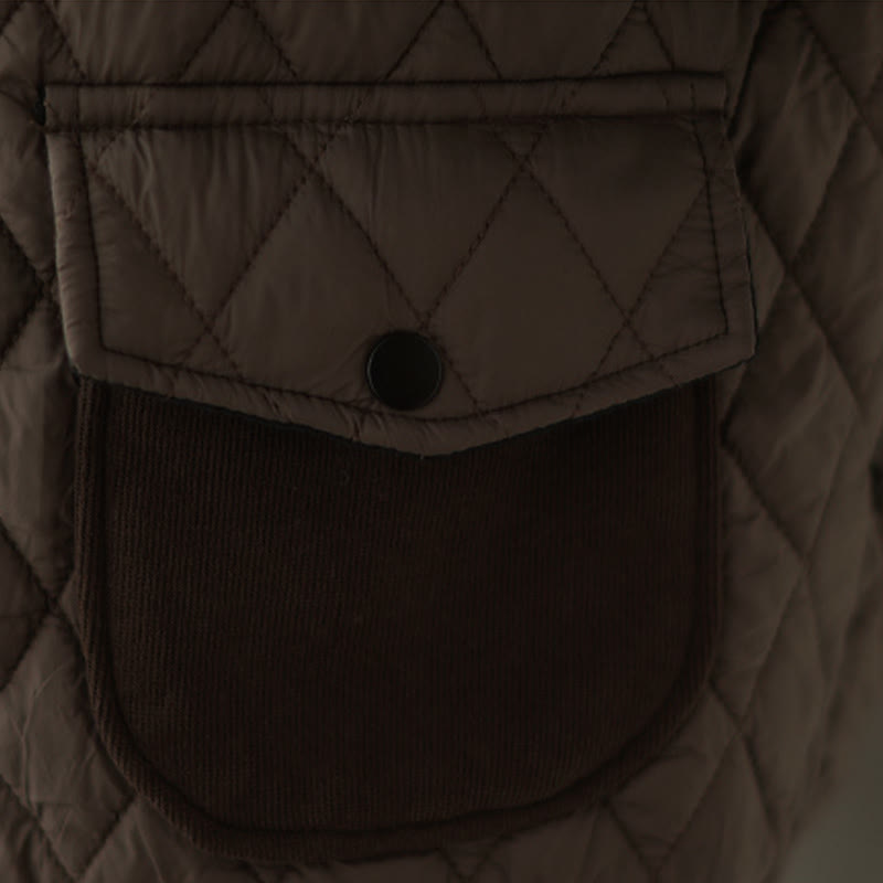 Chaqueta gruesa de manga larga para mujer con estampado de diamantes y Buddha Stones y bolsillos - image 9