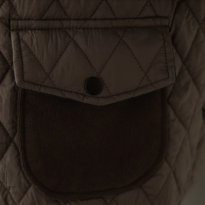 Chaqueta gruesa de manga larga para mujer con estampado de diamantes y Buddha Stones y bolsillos - image 9