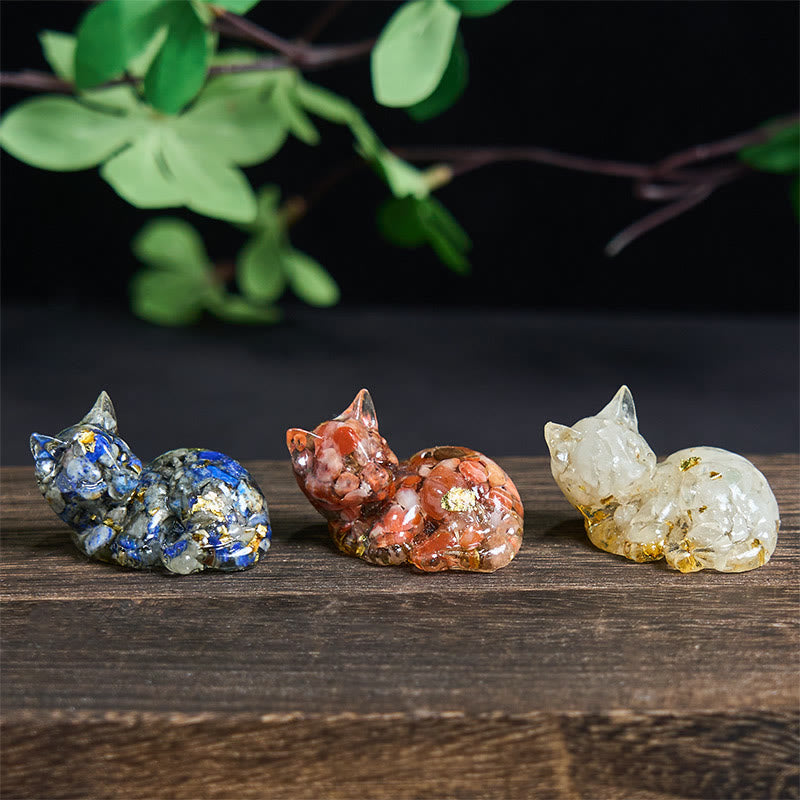 Buddha Stones, fragmento de cristal, resina epoxi, decoración pequeña con forma de gato.  - image 31