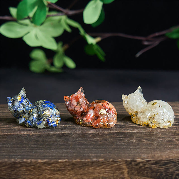 Buddha Stones, fragmento de cristal, resina epoxi, decoración pequeña con forma de gato.  - image 31