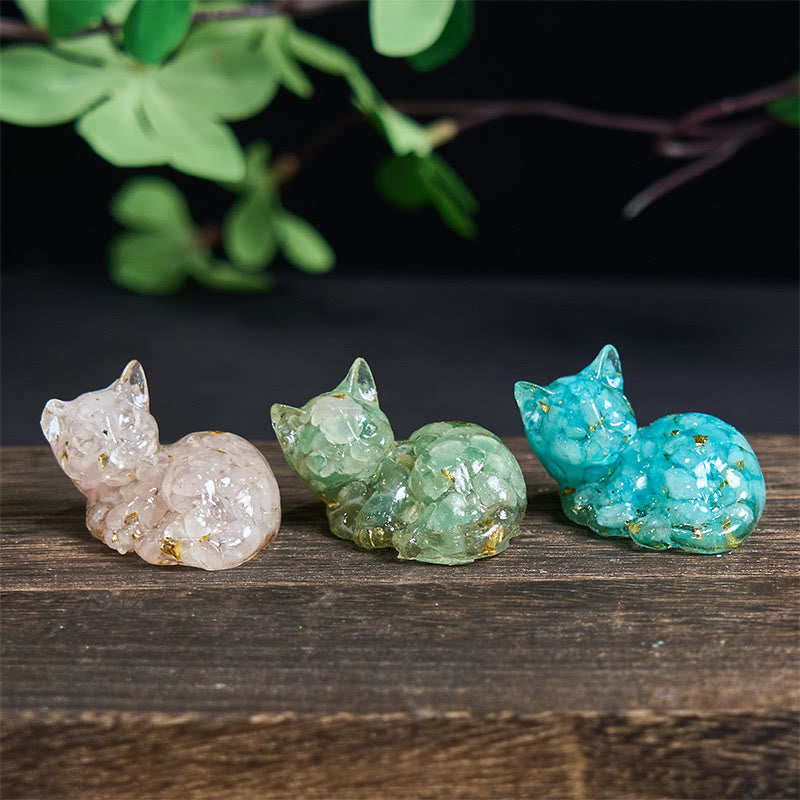 Buddha Stones, fragmento de cristal, resina epoxi, decoración pequeña con forma de gato.  - image 33