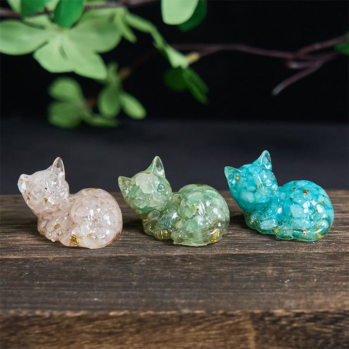 Buddha Stones, fragmento de cristal, resina epoxi, decoración pequeña con forma de gato.  - image 33