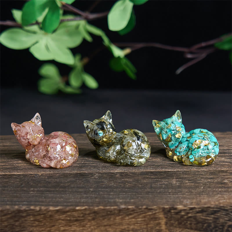 Buddha Stones, fragmento de cristal, resina epoxi, decoración pequeña con forma de gato.  - image 32