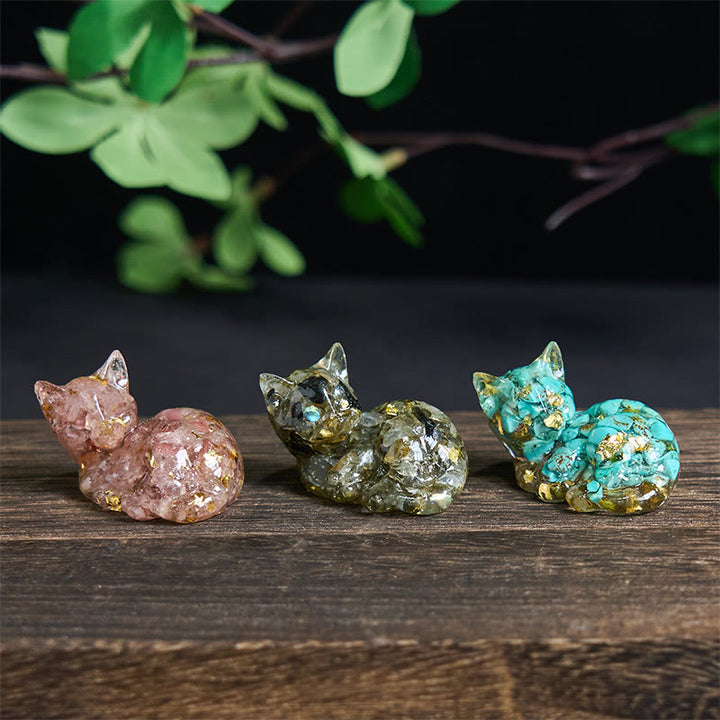 Buddha Stones, fragmento de cristal, resina epoxi, decoración pequeña con forma de gato.  - image 32