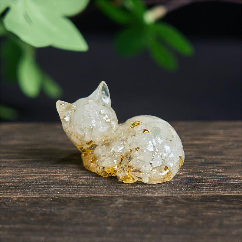 Buddha Stones, fragmento de cristal, resina epoxi, decoración pequeña con forma de gato.  - Turquesa blanca (32*43*53 mm) - image 7