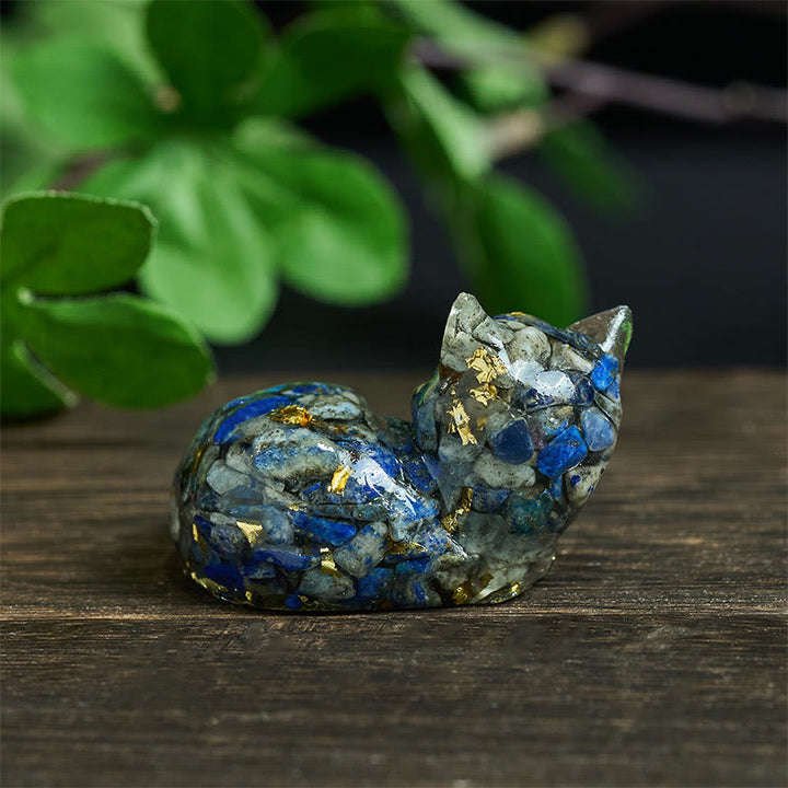 Buddha Stones, fragmento de cristal, resina epoxi, decoración pequeña con forma de gato.  - image 1