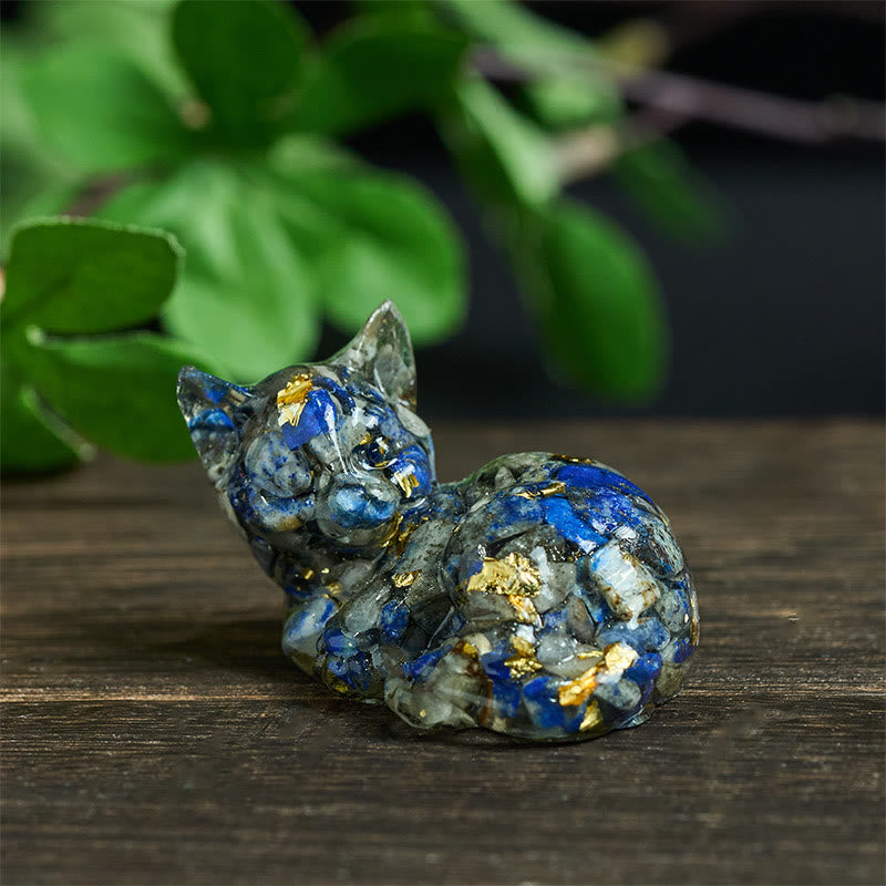 Buddha Stones, fragmento de cristal, resina epoxi, decoración pequeña con forma de gato.  - image 2