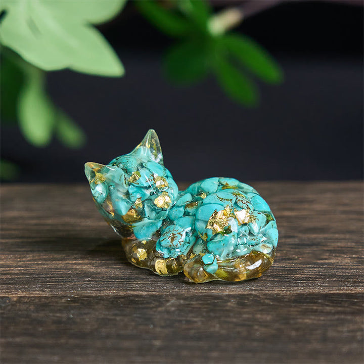 Buddha Stones, fragmento de cristal, resina epoxi, decoración pequeña con forma de gato.  - Turquesa (32*43*53 mm) - image 28