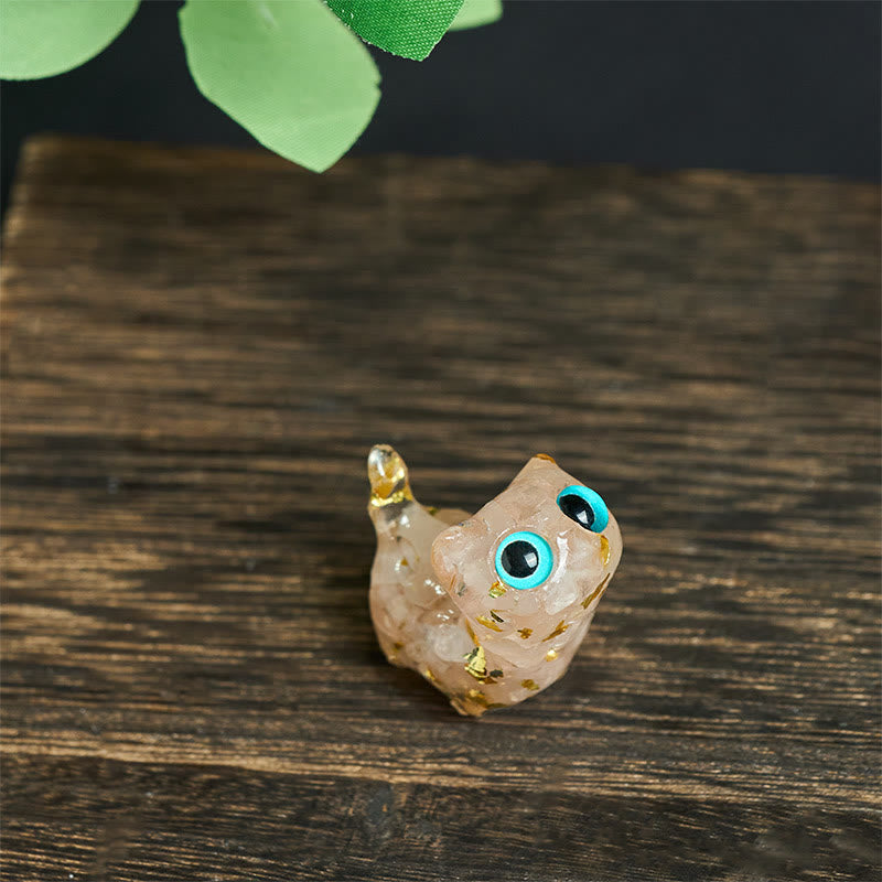Buddha Stones Estatua decorativa de resina con forma de gato pequeño con goteo de cristal - Cristal rosa (36 x 32 x 22 mm) - image 18