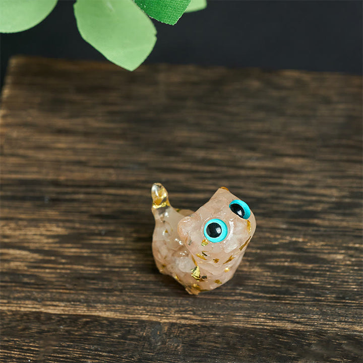 Buddha Stones Estatua decorativa de resina con forma de gato pequeño con goteo de cristal - Cristal rosa (36 x 32 x 22 mm) - image 18