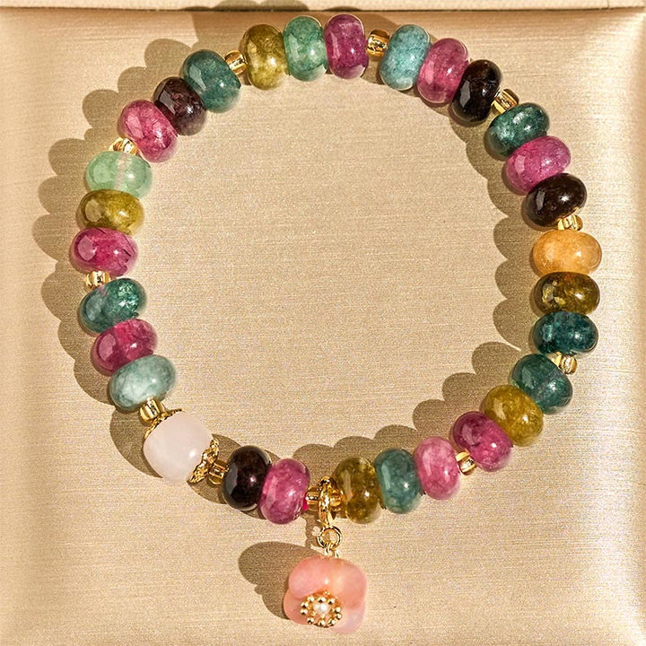 Pulsera de amor con Buddha Stones, turmalina, ágata Yanyuan y flores de durazno - image 3