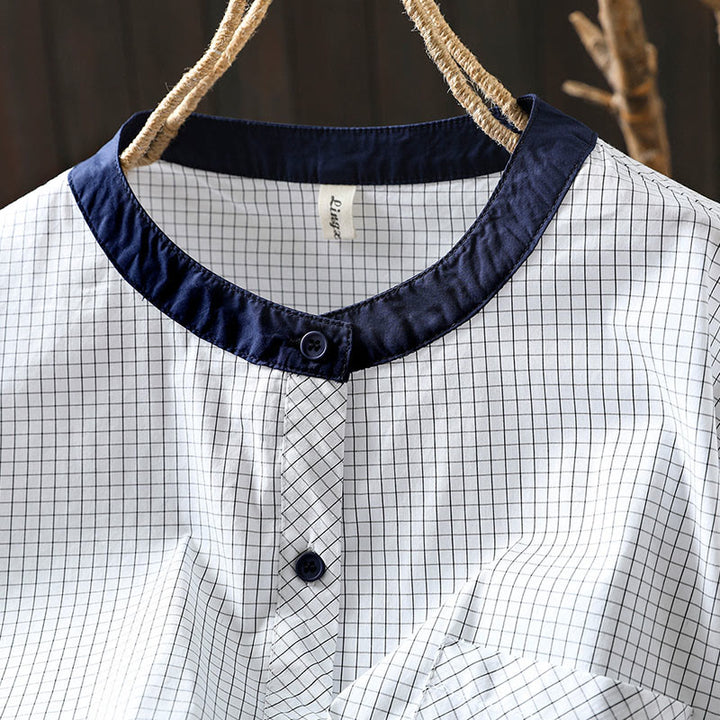 Camisa de algodón de manga larga para mujer con botones en contraste y estampado de Buddha Stones - image 7