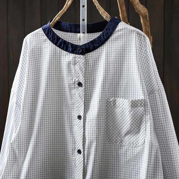 Camisa de algodón de manga larga para mujer con botones en contraste y estampado de Buddha Stones - image 6