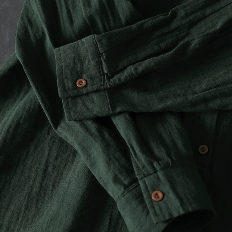 Camisa de algodón de manga larga con botones y bolsillos en contraste para mujer con Buddha Stones - image 8