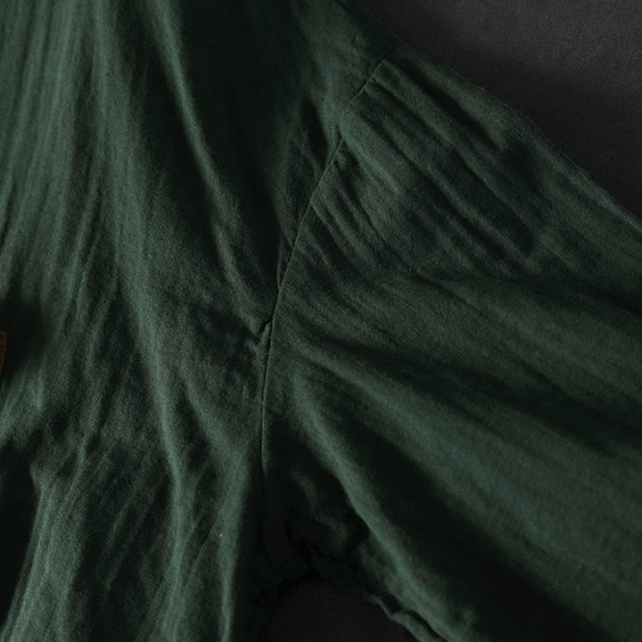 Camisa de algodón de manga larga con botones y bolsillos en contraste para mujer con Buddha Stones - image 7