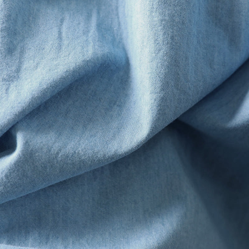 Camisa vaquera de algodón con bordado floral geométrico de Buddha Stones y manga larga con botones para mujer - image 16