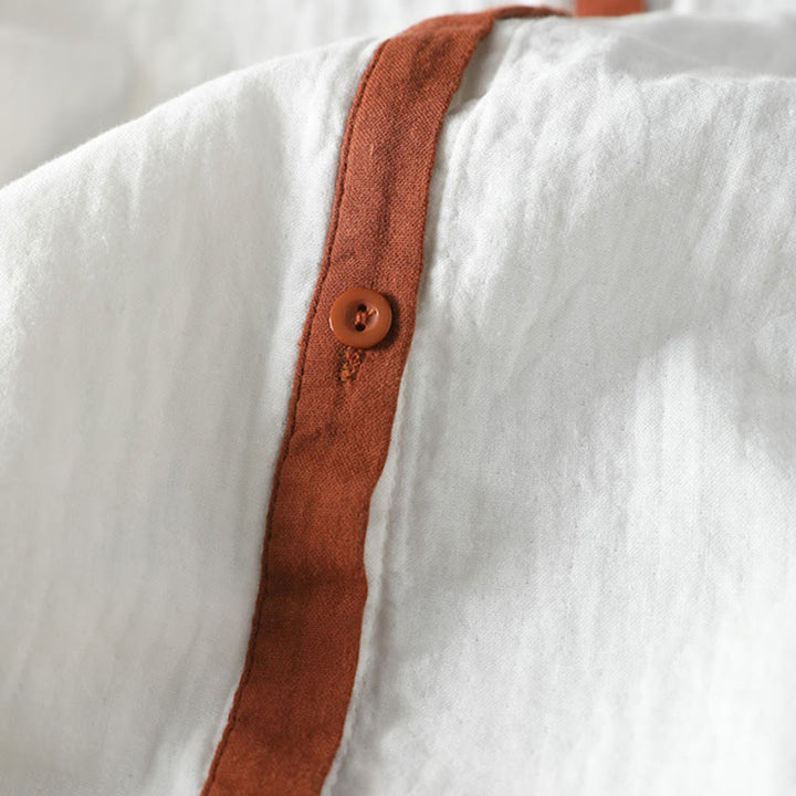 Camisa de algodón de manga larga con botones en contraste para mujer Buddha Stones Spring - image 9