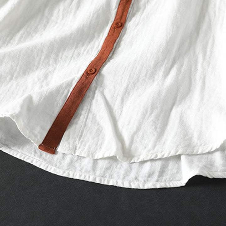 Camisa de algodón de manga larga con botones en contraste para mujer Buddha Stones Spring - image 10