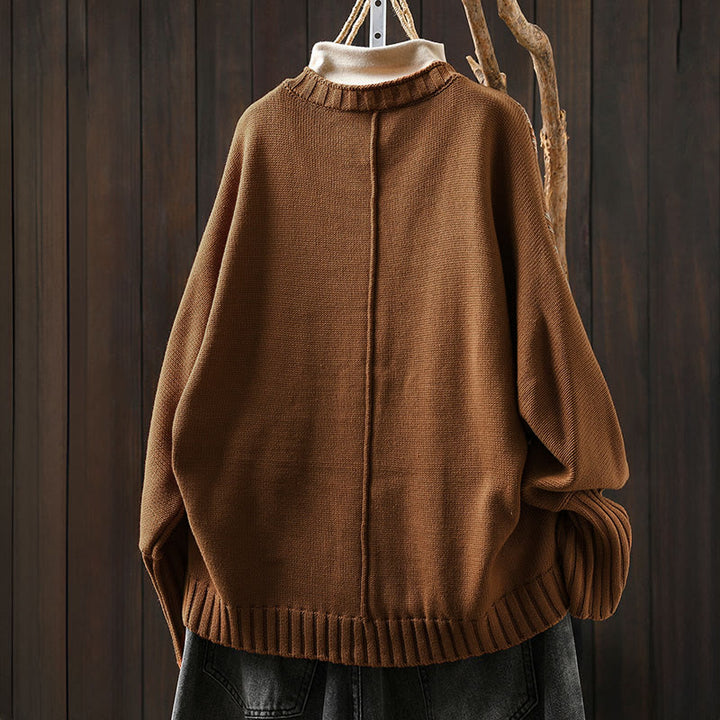 Cárdigan de punto de algodón con mangas largas de murciélago y botones florales de Buddha Stones para mujer - image 3