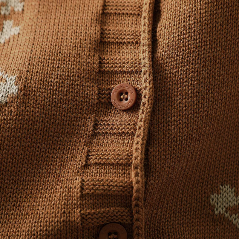 Cárdigan de punto de algodón con mangas largas de murciélago y botones florales de Buddha Stones para mujer - image 8