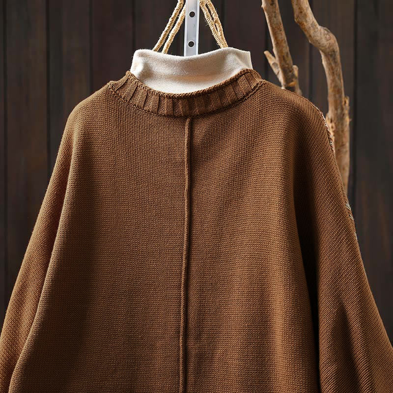 Cárdigan de punto de algodón con mangas largas de murciélago y botones florales de Buddha Stones para mujer - image 6