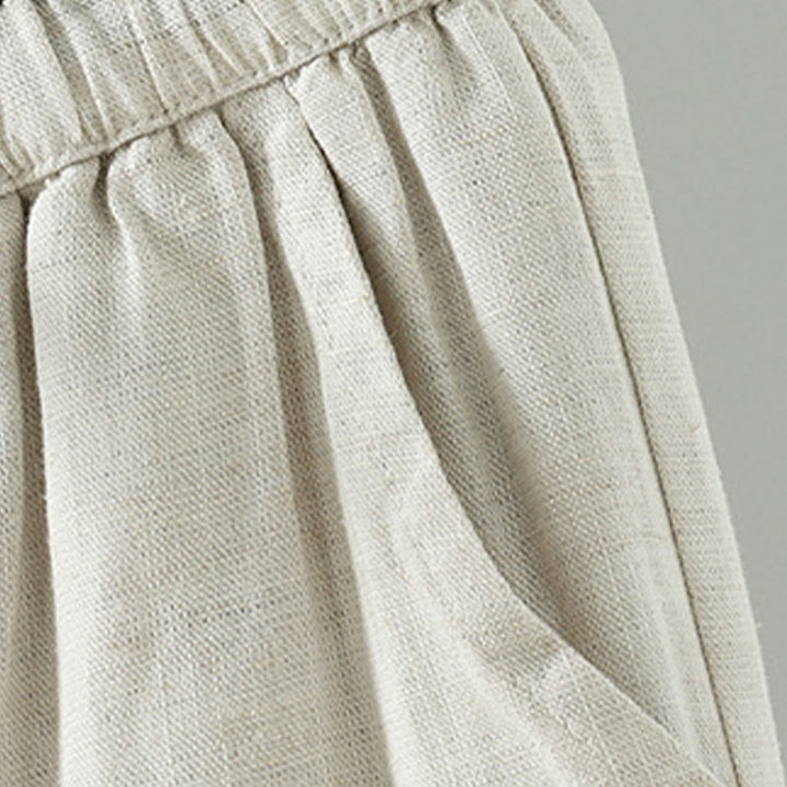 Pantalones anchos de lino y algodón con cordón ajustable de invierno para mujer con Buddha Stones y bolsillos - image 12