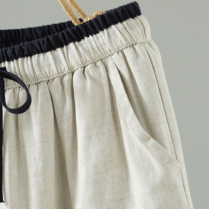 Pantalones anchos de lino y algodón con cordón ajustable de invierno para mujer con Buddha Stones y bolsillos - image 11