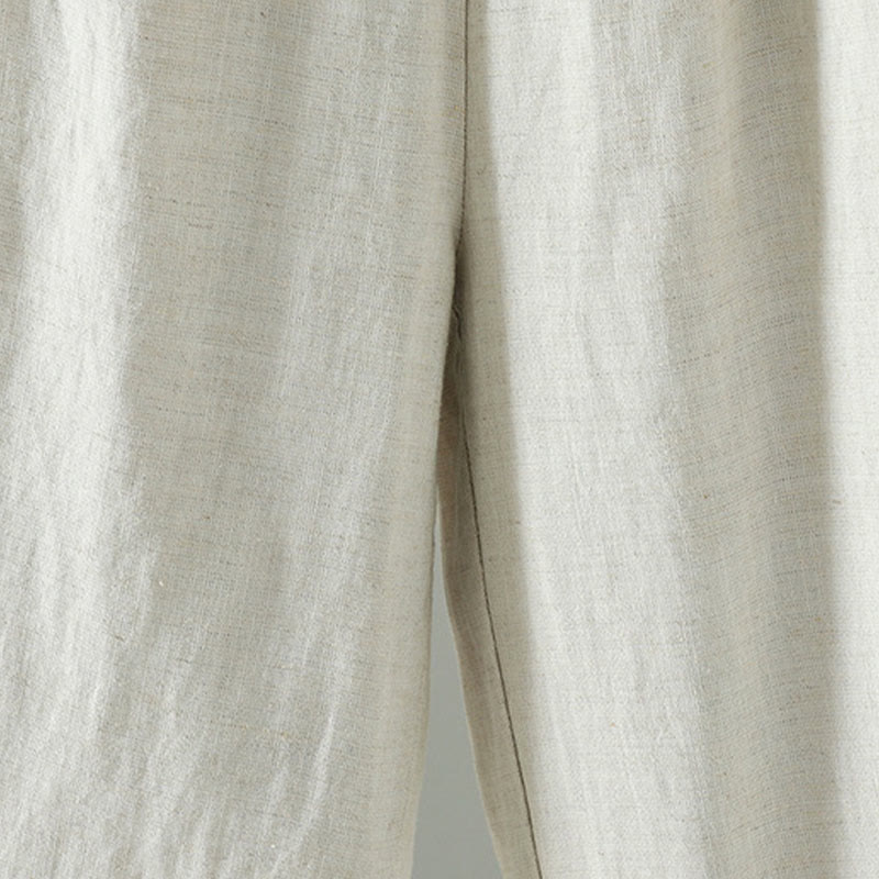 Pantalones anchos de lino y algodón con cordón ajustable de invierno para mujer con Buddha Stones y bolsillos - image 14